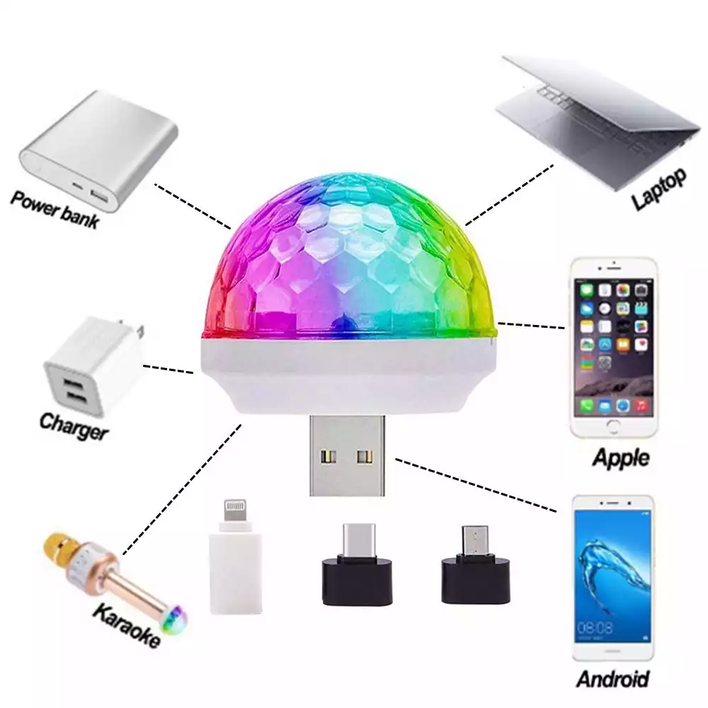 USB Mini Disco Ball Light Multi Colors LED | Bulblist